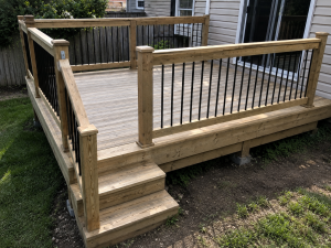 New wood deck installation in an Ontario backyard by Core Span
